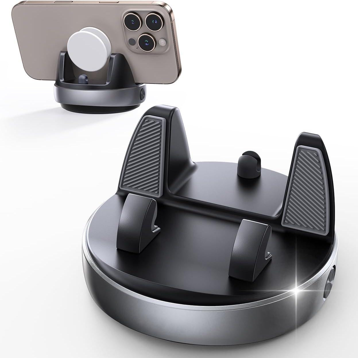 Car Dashboard Phone Mount with Nano-Gel Base, 360° Rotating Phone Holder Stand, Fits Phones 4-7'', Black