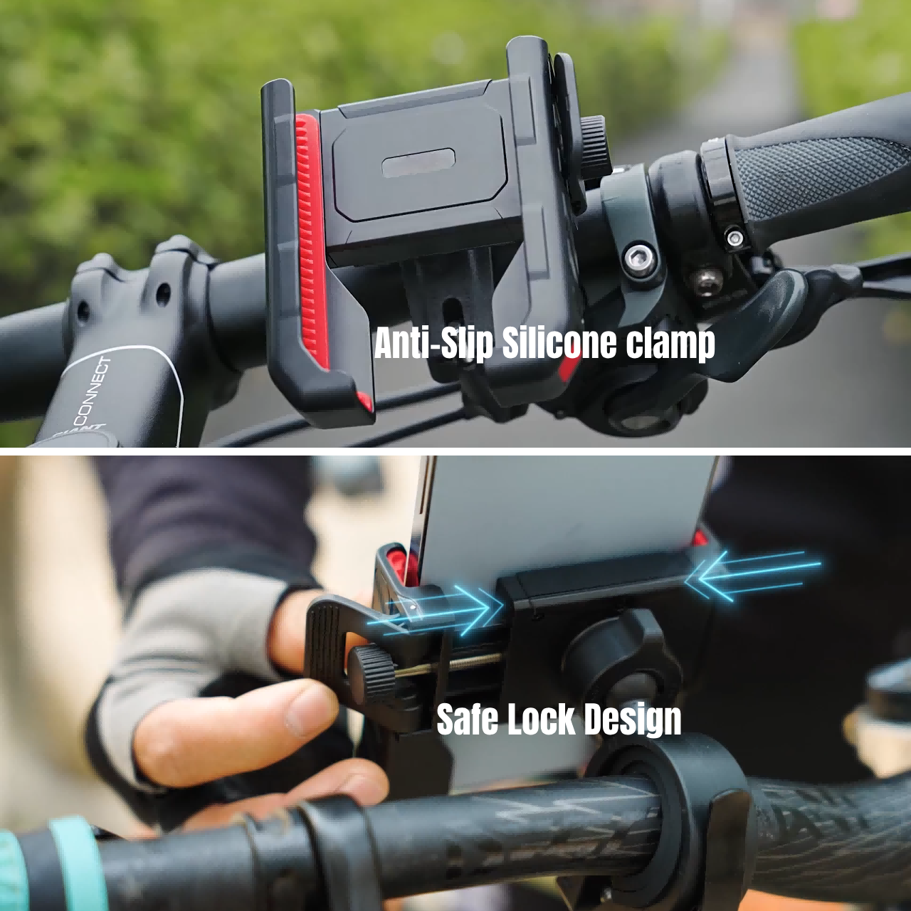 Bike Phone Holder, Unobstructed Camera Phone Mount for iPhone and Android Smartphones