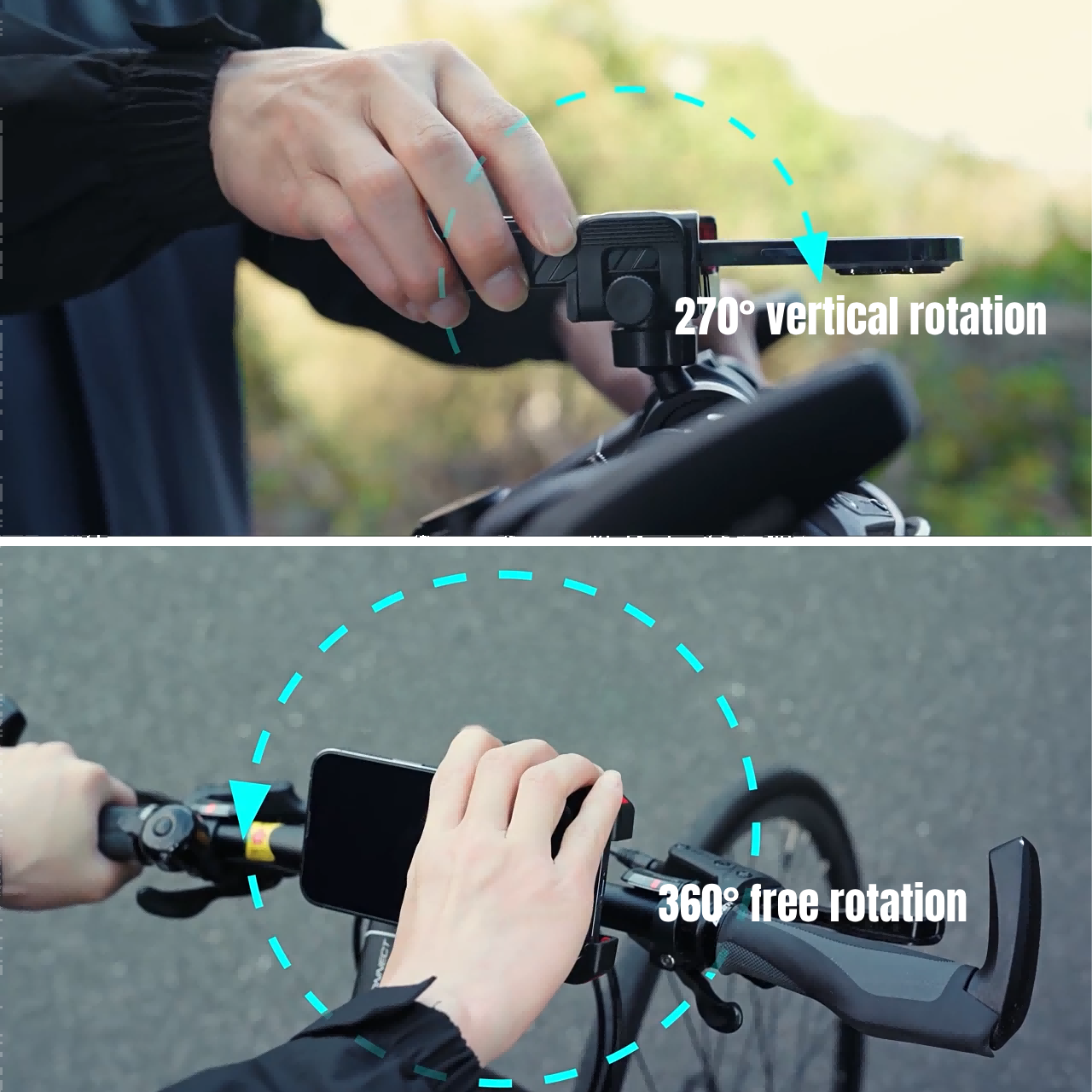 Bike Phone Holder, Unobstructed Camera Phone Mount for iPhone and Android Smartphones