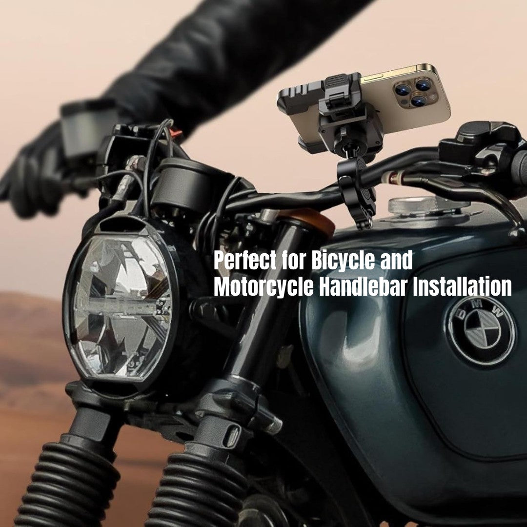 Bike Phone Mount, Universal Handlebar Phone Holder With Unblocked Camera Design, Fits Phones 4.7-7