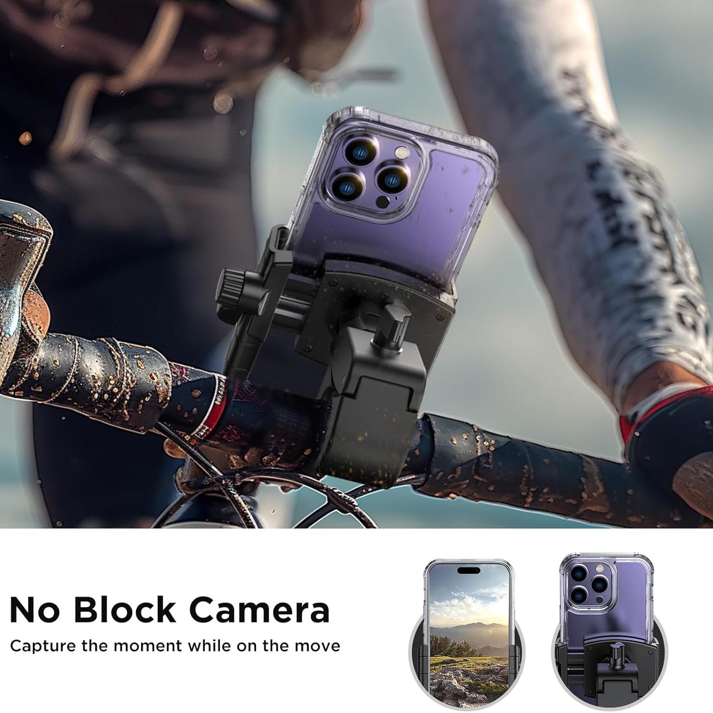 Bike Phone Mount, Universal Handlebar Phone Holder With Unblocked Camera Design, Fits Phones 4.7-7