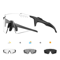Photochromic Sport Glasses for Men Women, UV400 Protection, Anti Glare Windproof Cycling Sunglasses with Lightweight TR90 Frame for MTB, Road Riding, Running
