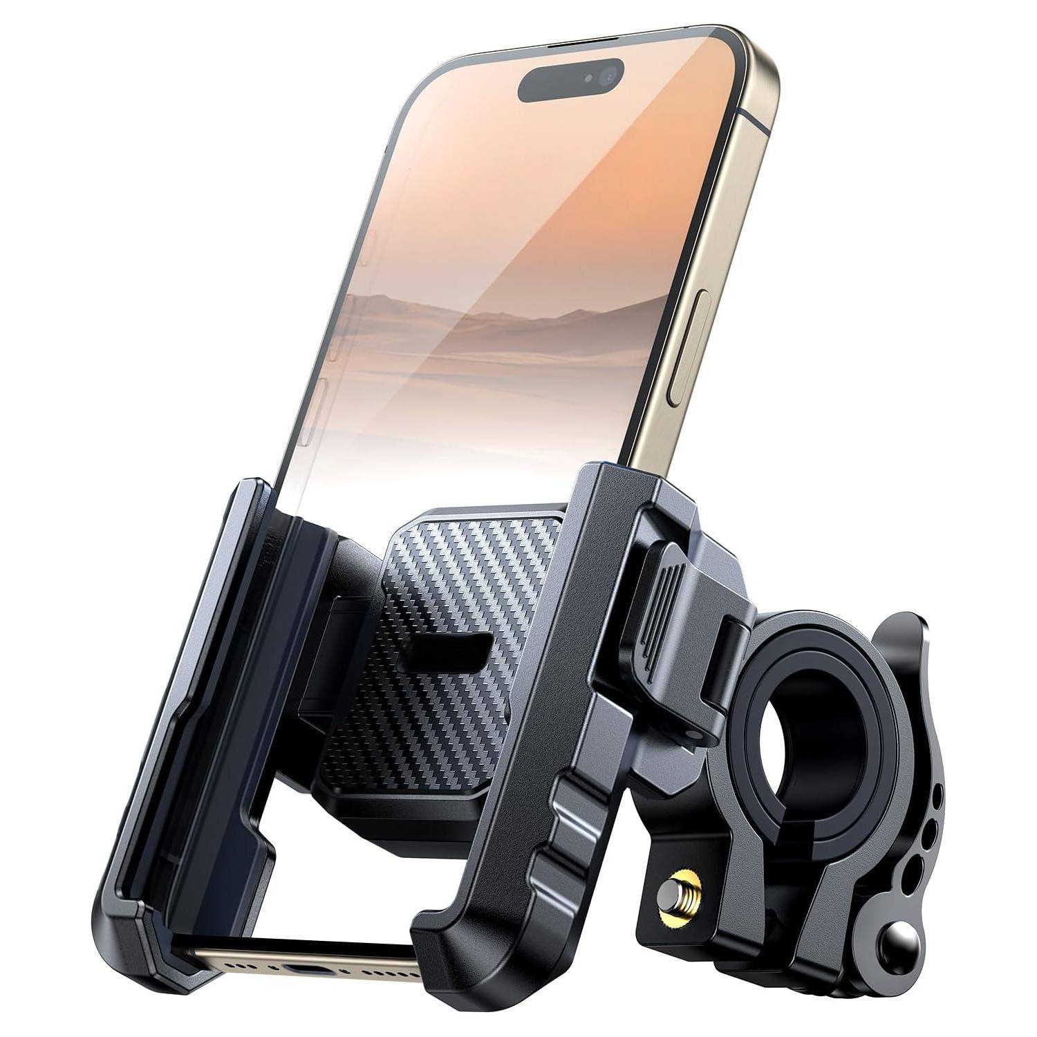 Bike Phone Holder, Unobstructed Camera Phone Mount for iPhone and Android Smartphones